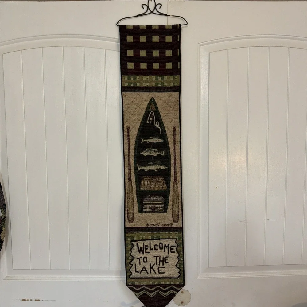 Lake Getaway Welcome To The Lake Outdoors Fishing Tapestry Wall Hanging Bellpull
